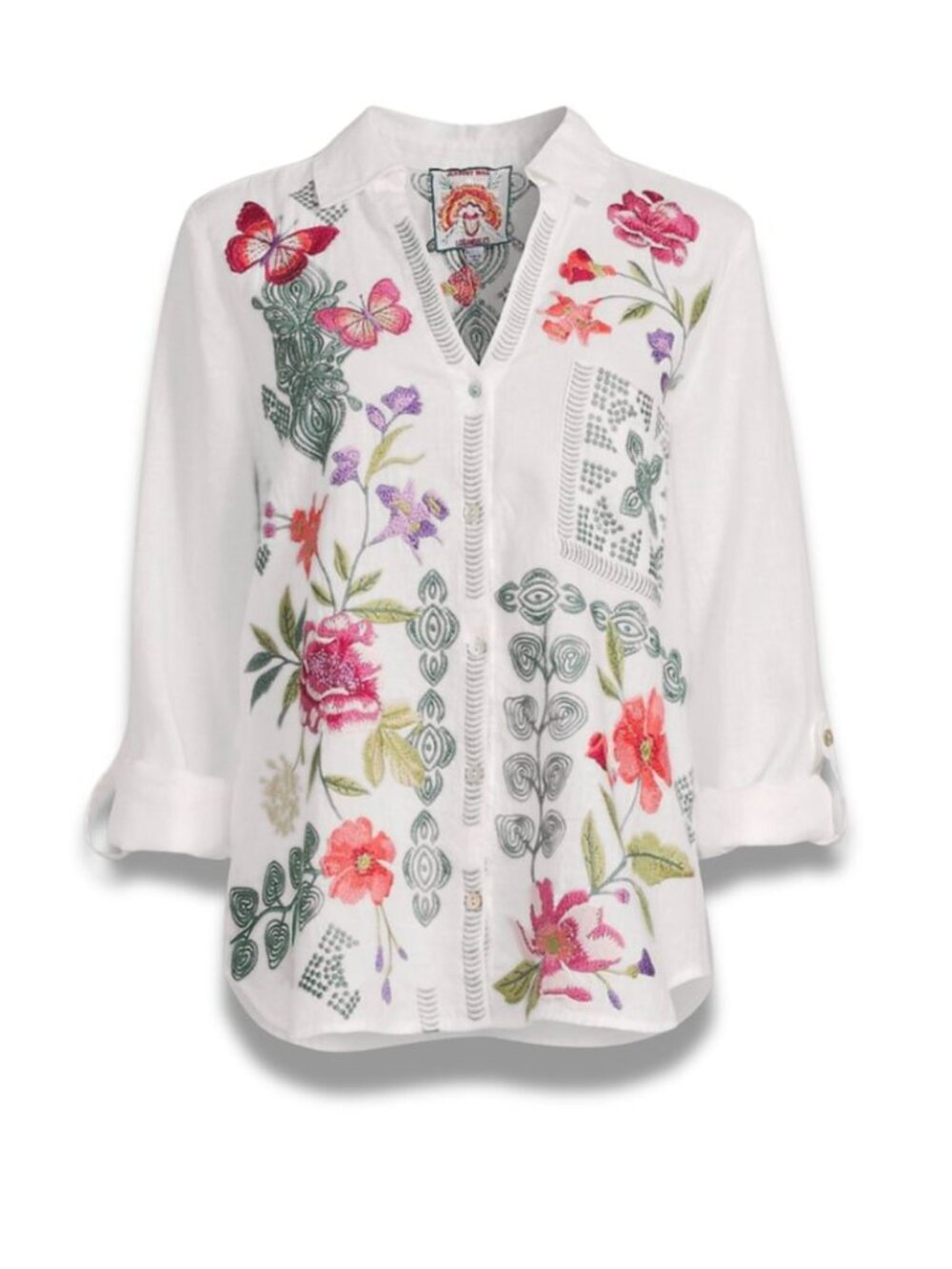 Johnny Was Dacie Relaxed Linen Shirt Size M